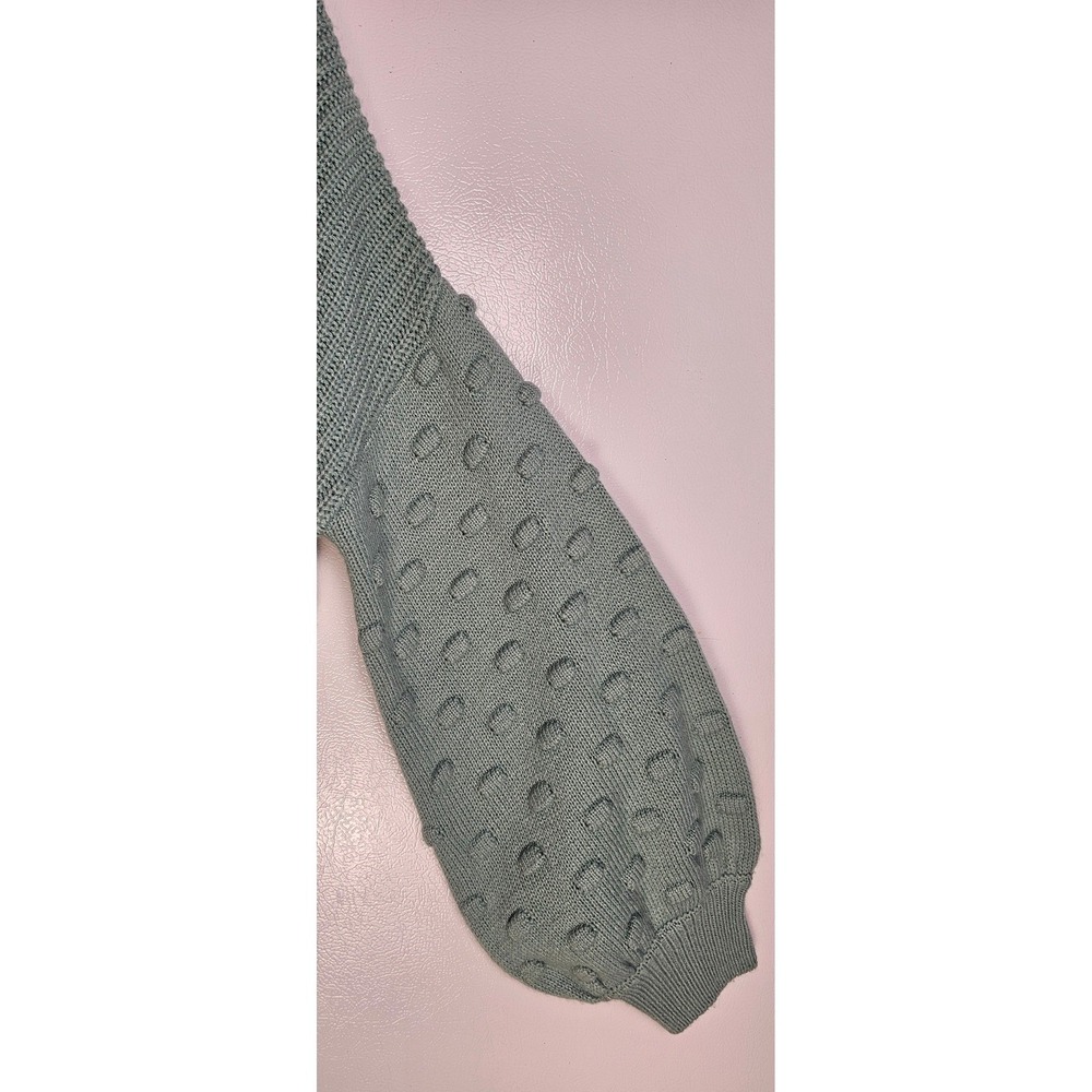 HYFVE Womens Mint Green Textured Balloon Sleeve Cropped Sweater Size Medium - Picture 4 of 4